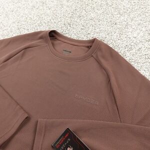 NEW Spyder Shirt Mens S Brown Waffle Knit Thermal Long Sleeve Outdoor Hiking Top
